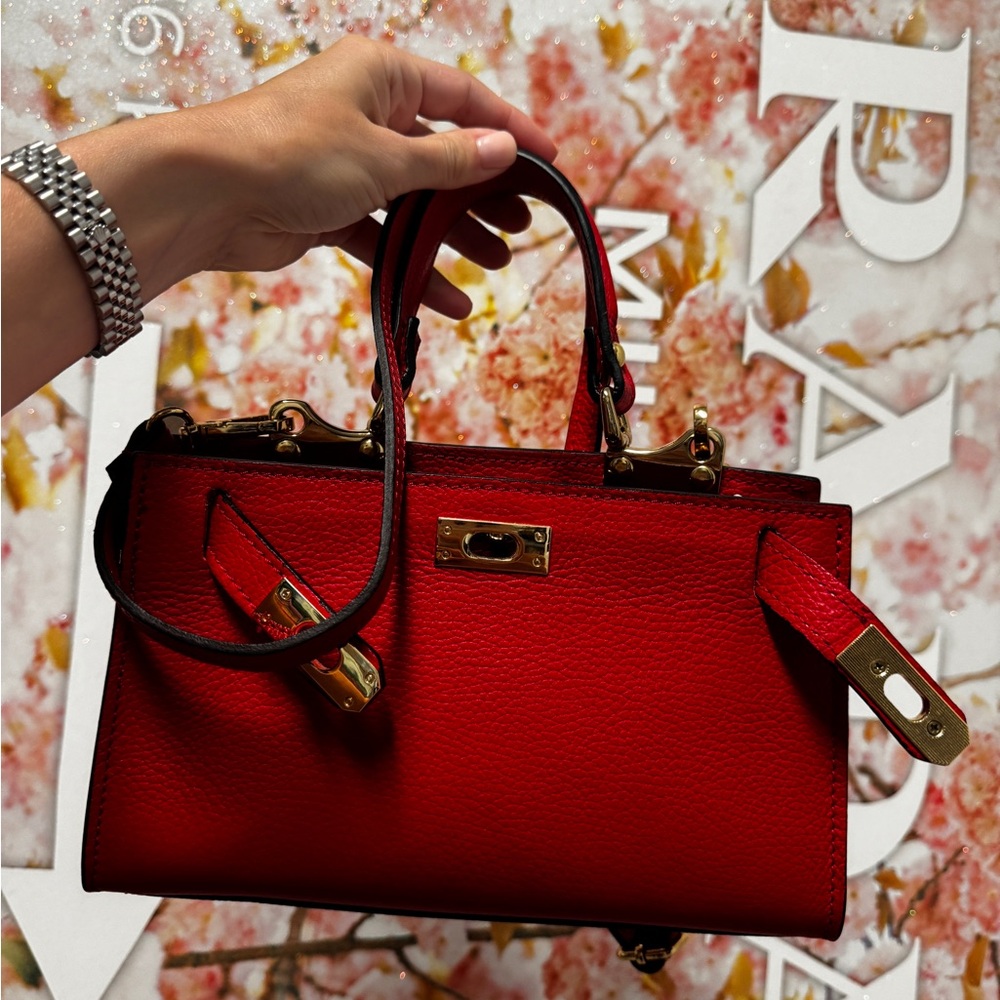 Elegant Red Leather Handbag